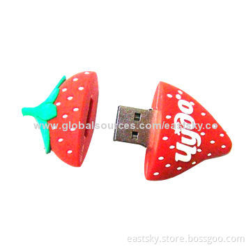 Strawberry-shaped USB, made of soft PVC material, OEM orders are welcomeNew
